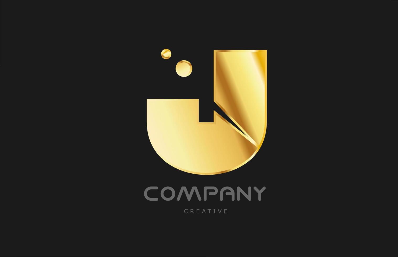oro dorado geométrico j alfabeto letra logo icono diseño. plantilla creativa para negocios y empresas y en color amarillo vector