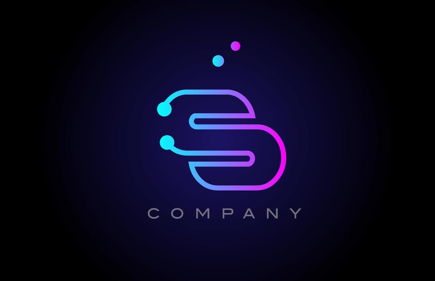 pink blue S dot line alphabet letter logo icon design. Creative template for business and company vector