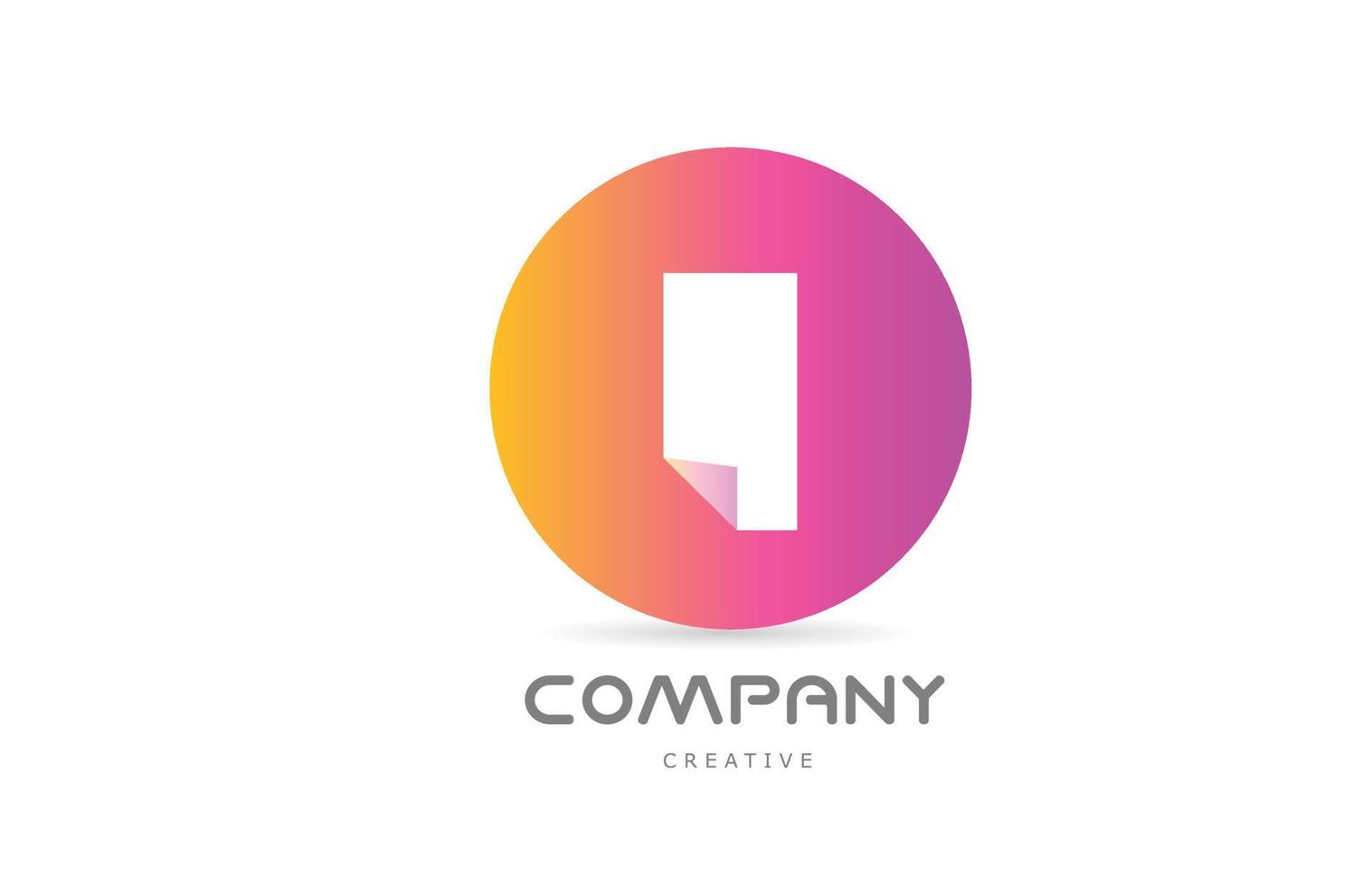 pink yellow I geometric alphabet letter logo icon design with folded corner. Template design for company or business vector