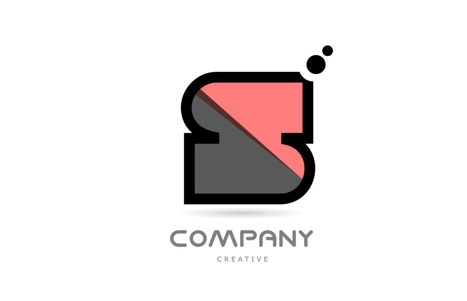 icono de logotipo de letra del alfabeto geométrico rosa negro s con puntos. plantilla creativa para empresa y negocio vector