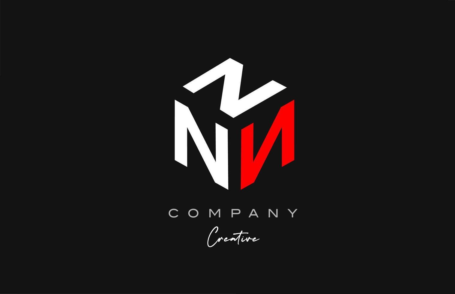 N rojo blanco tres letras cubo alfabeto letra logo icono diseño. plantilla creativa para empresa y negocio vector