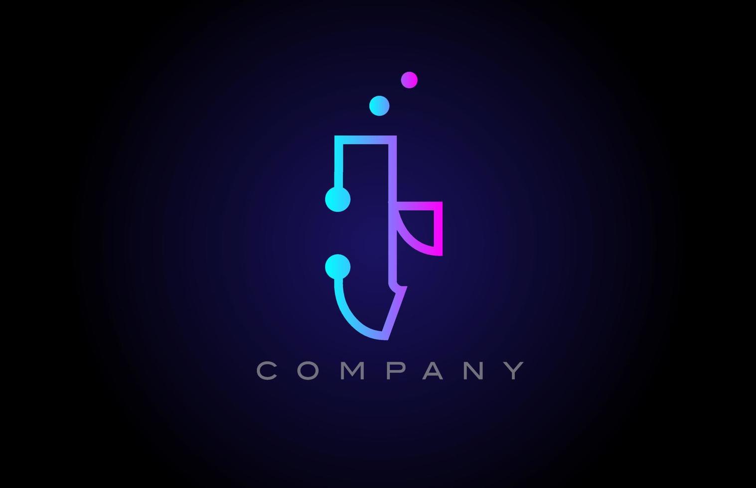 pink blue T dot line alphabet letter logo icon design. Creative template for business and company vector
