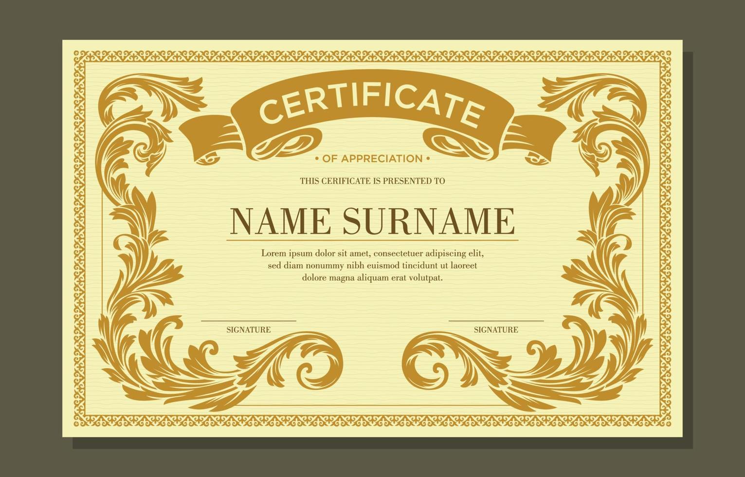 Victorian Classic Certificate Design vector