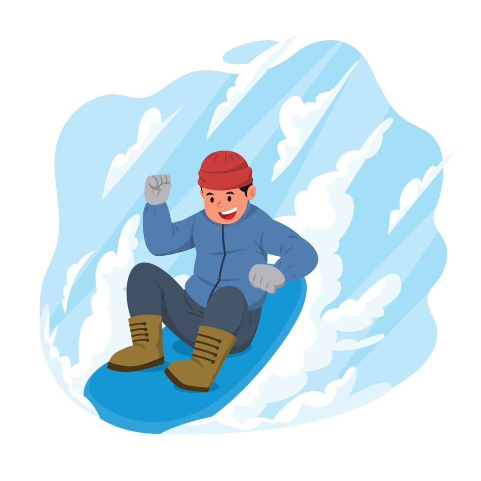 A Man Sliding Down On The Snow vector