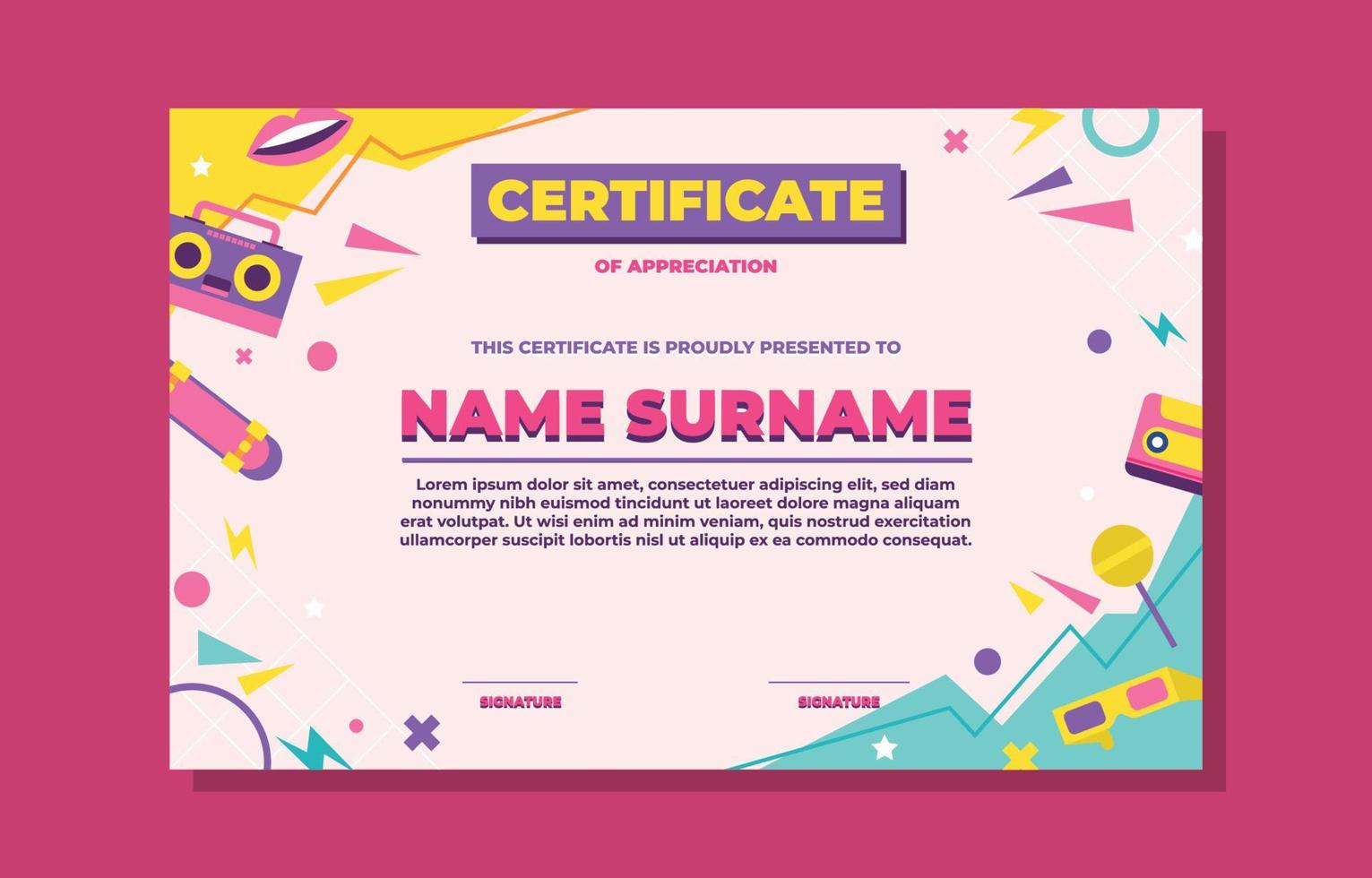 Certificate Design Flat Retro Concept vector