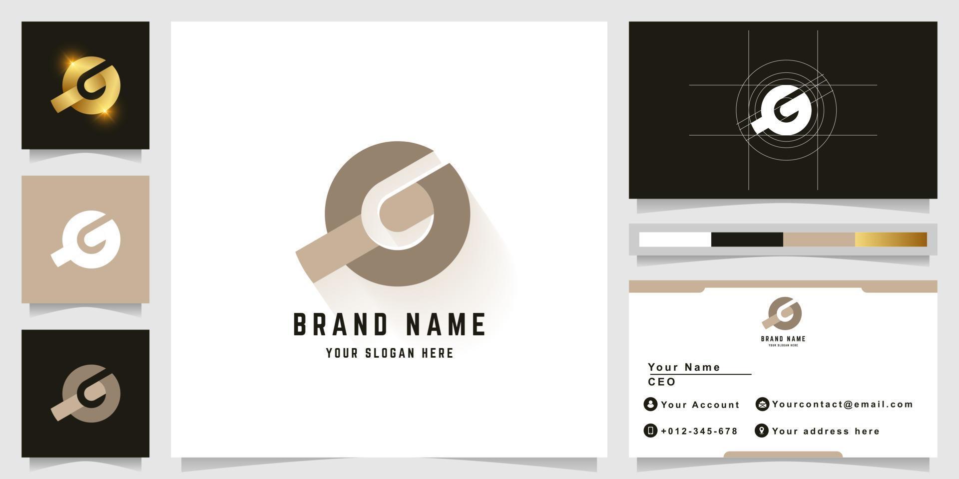 Letter G or GP monogram logo with business card design vector