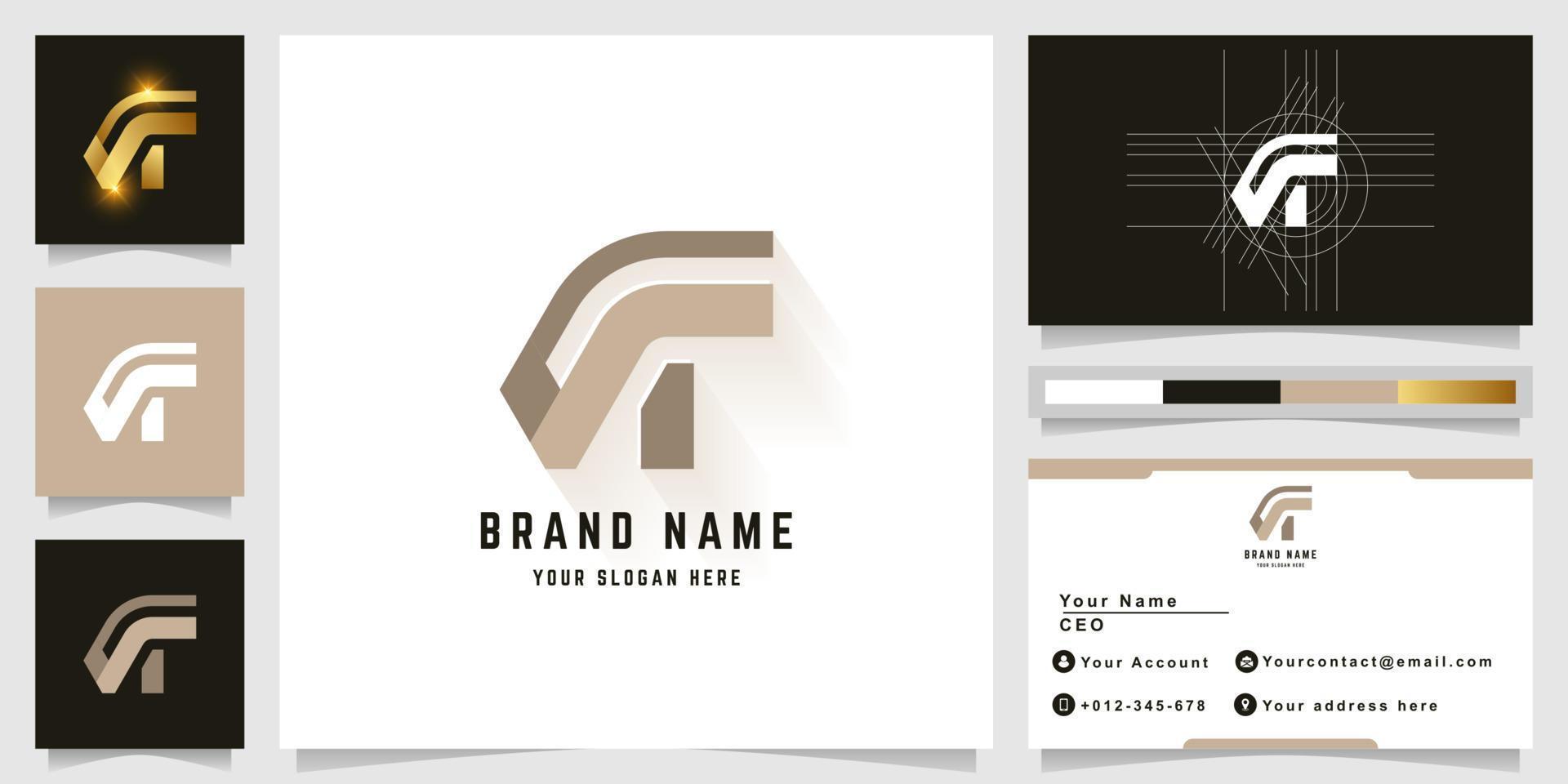 Letter CF or NT monogram logo with business card design vector