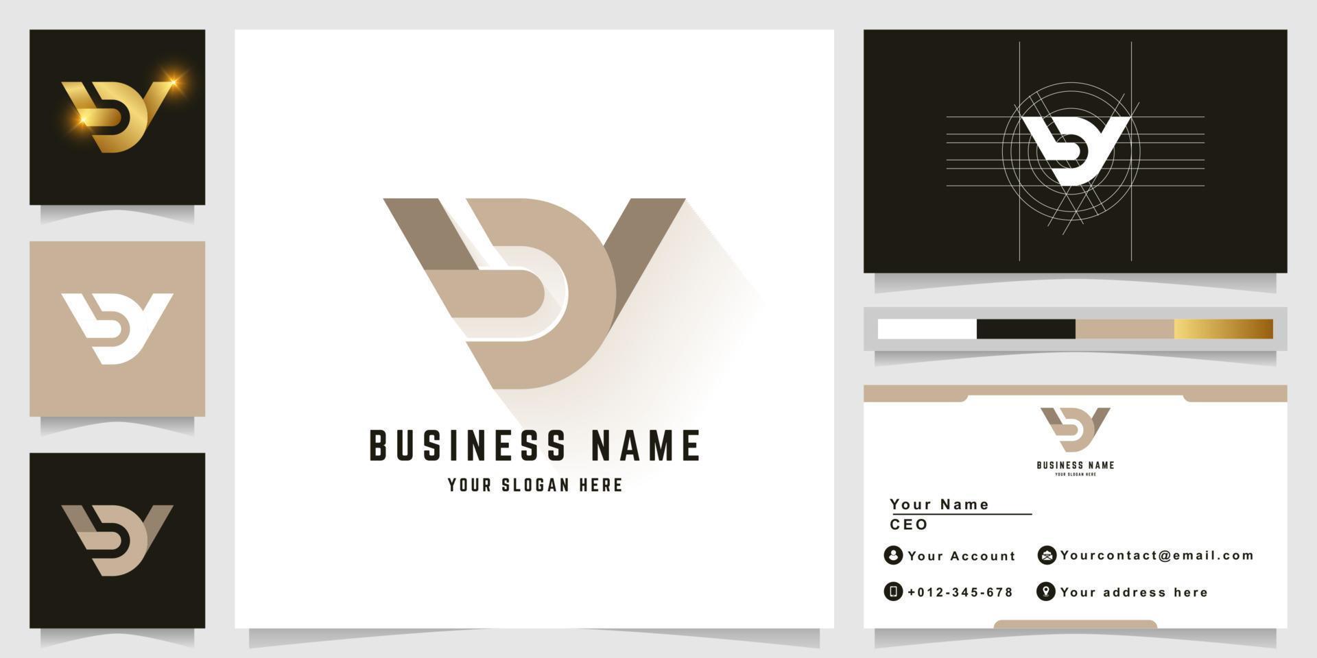 Letter LY or LDY monogram logo with business card design vector