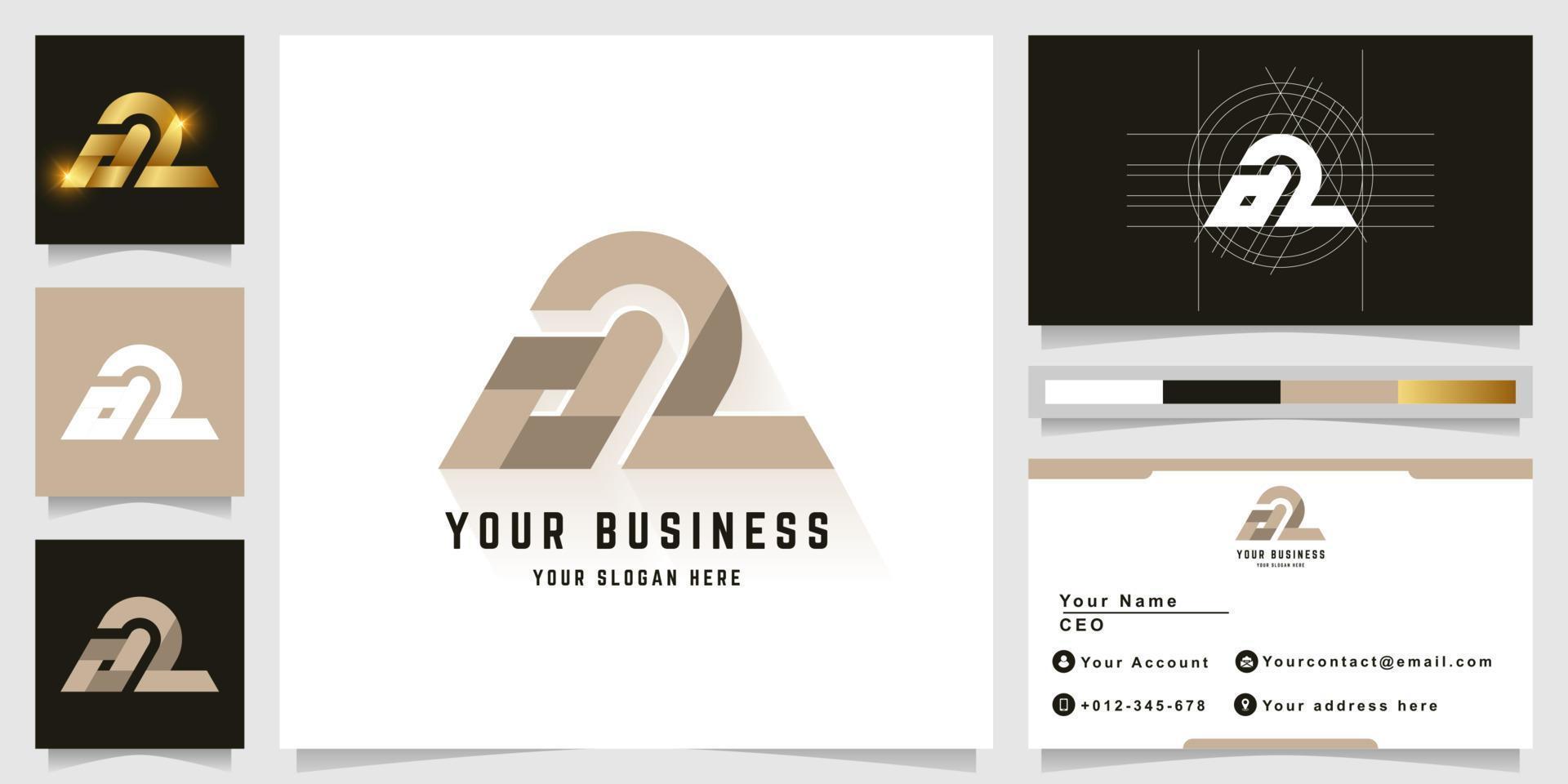 Letter dZ or d2 monogram logo with business card design vector