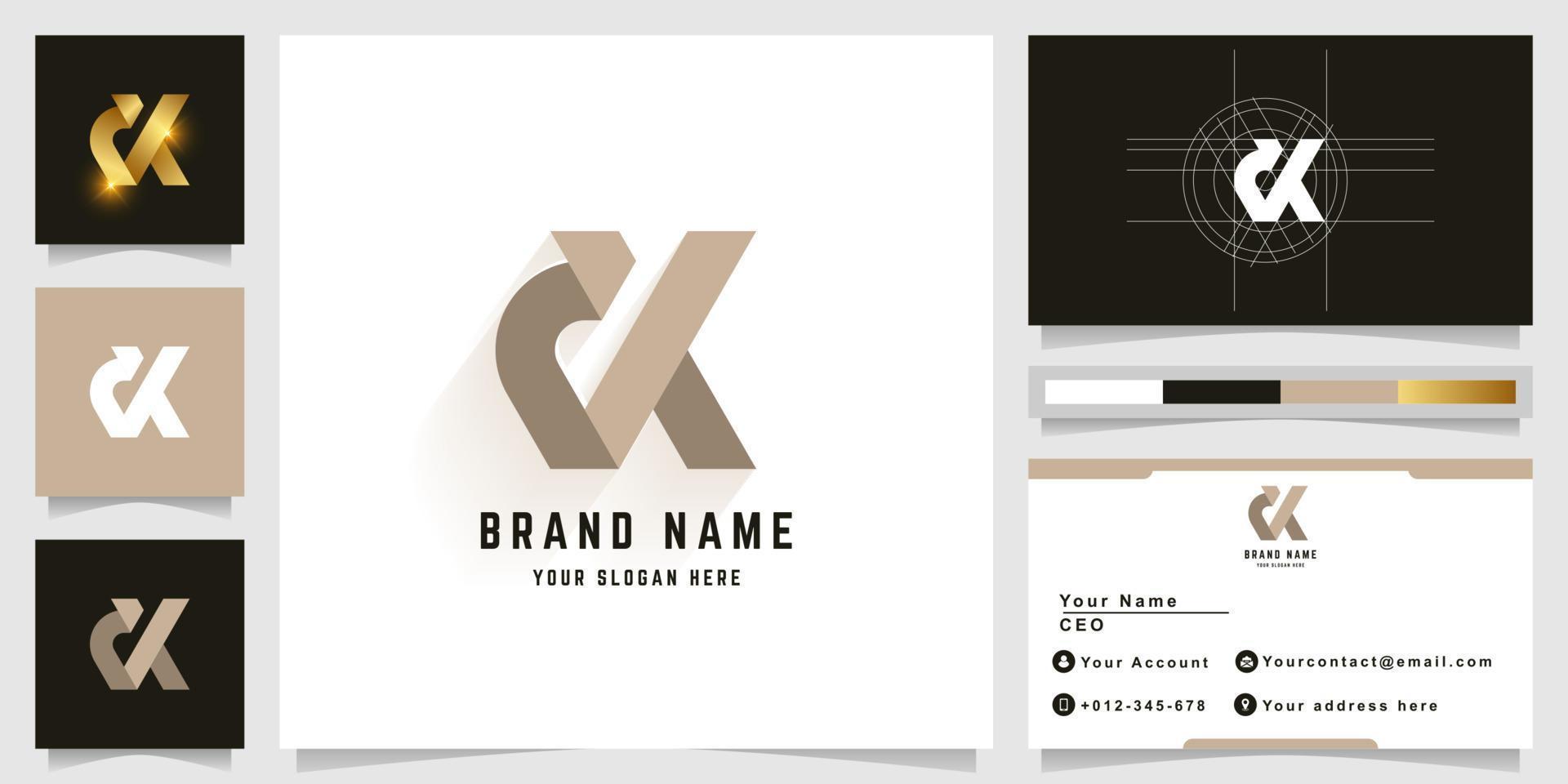 Letter dX or dK monogram logo with business card design vector