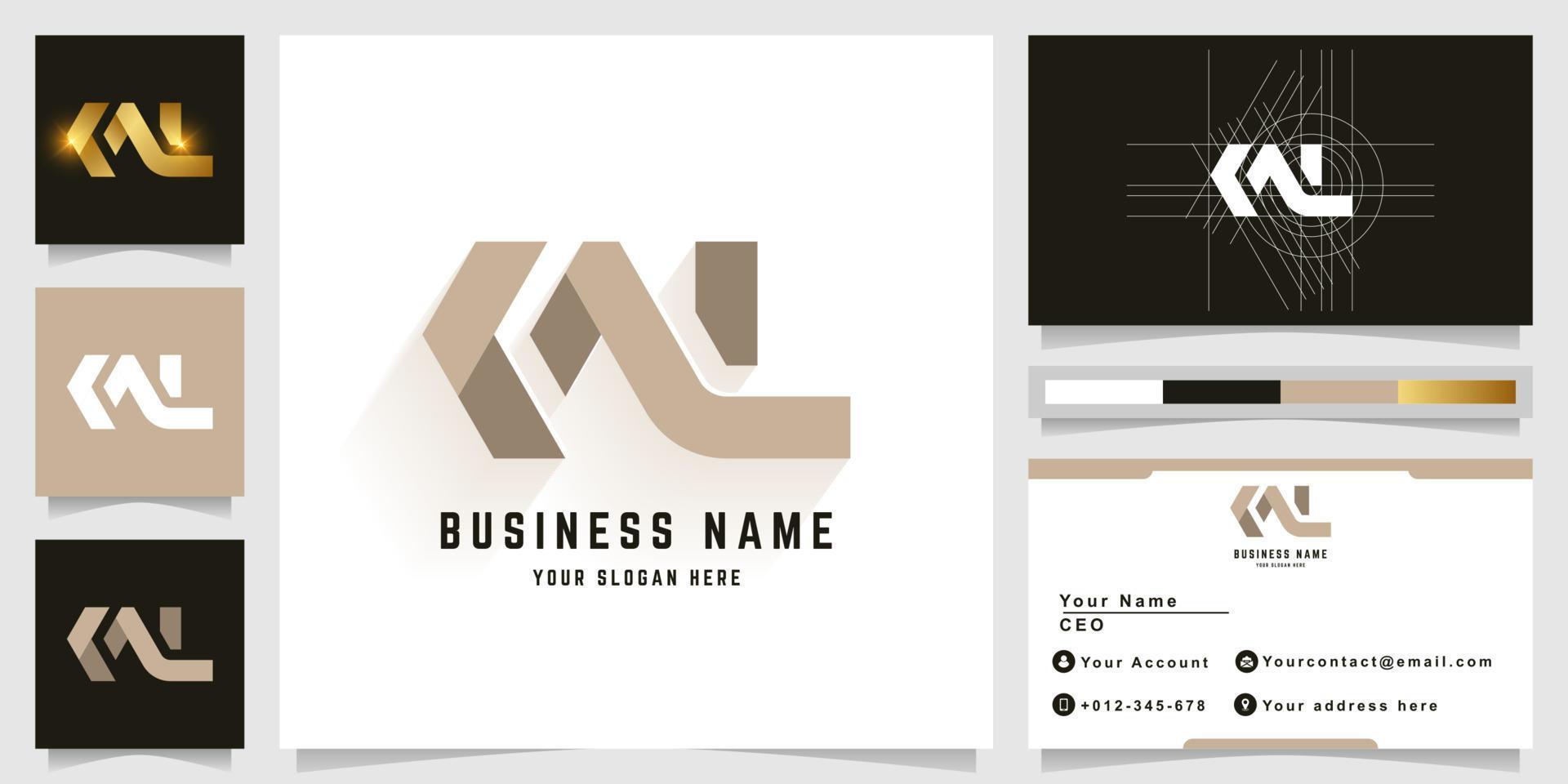 Letter MW or NL monogram logo with business card design vector
