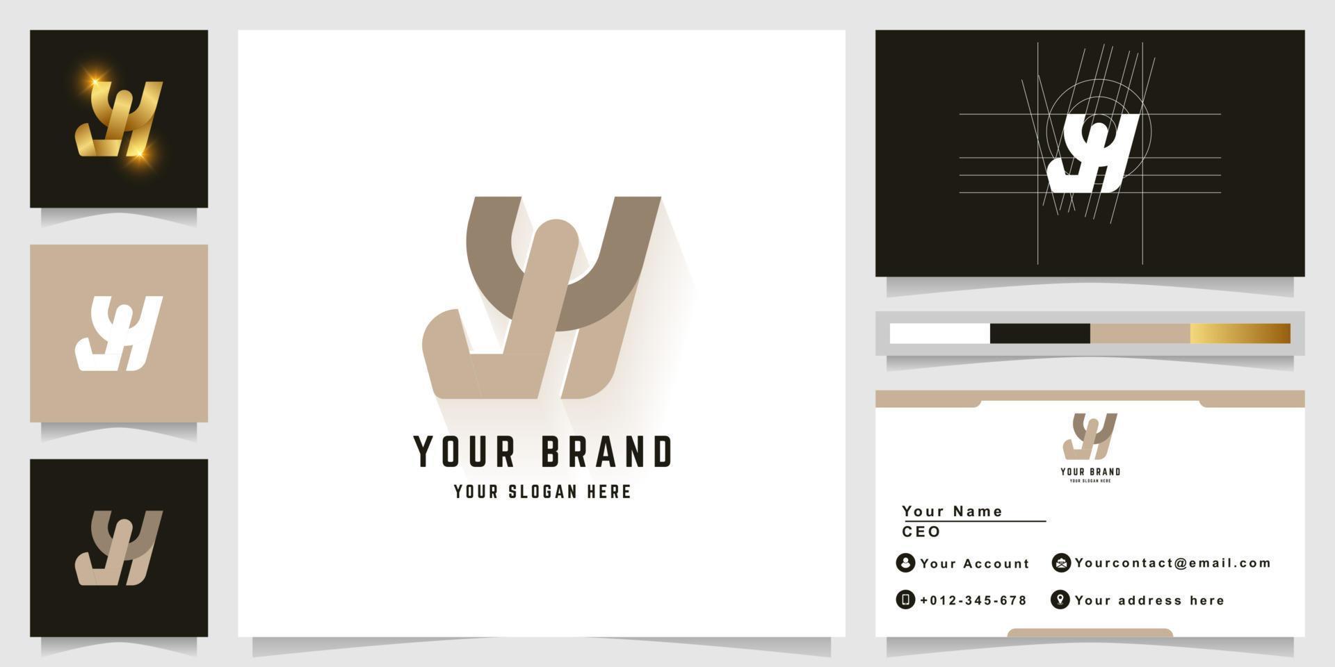Letter YH or YY monogram logo with business card design vector