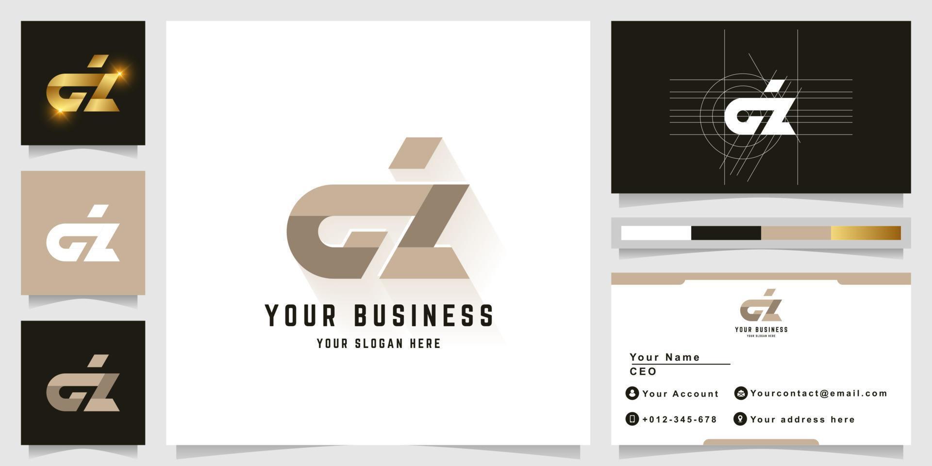 Letter dz or Giz monogram logo with business card design vector