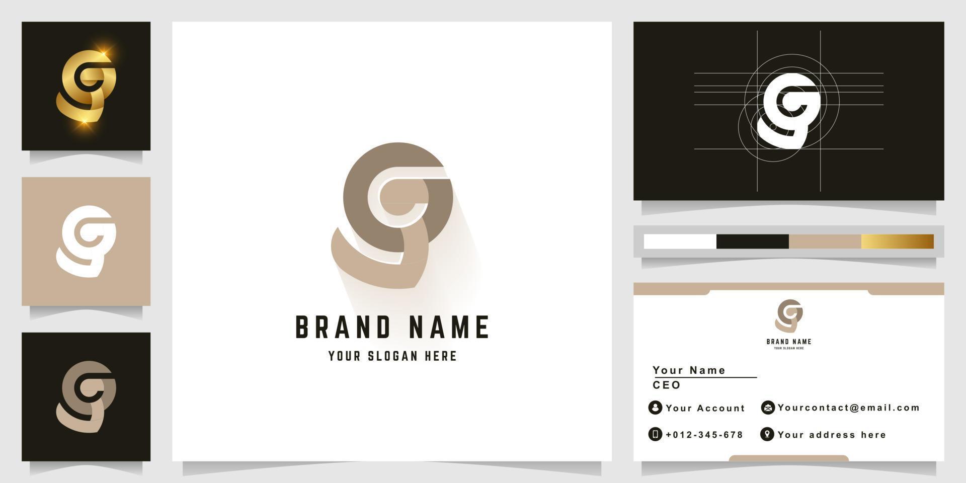 Letter SG or YG monogram logo with business card design vector