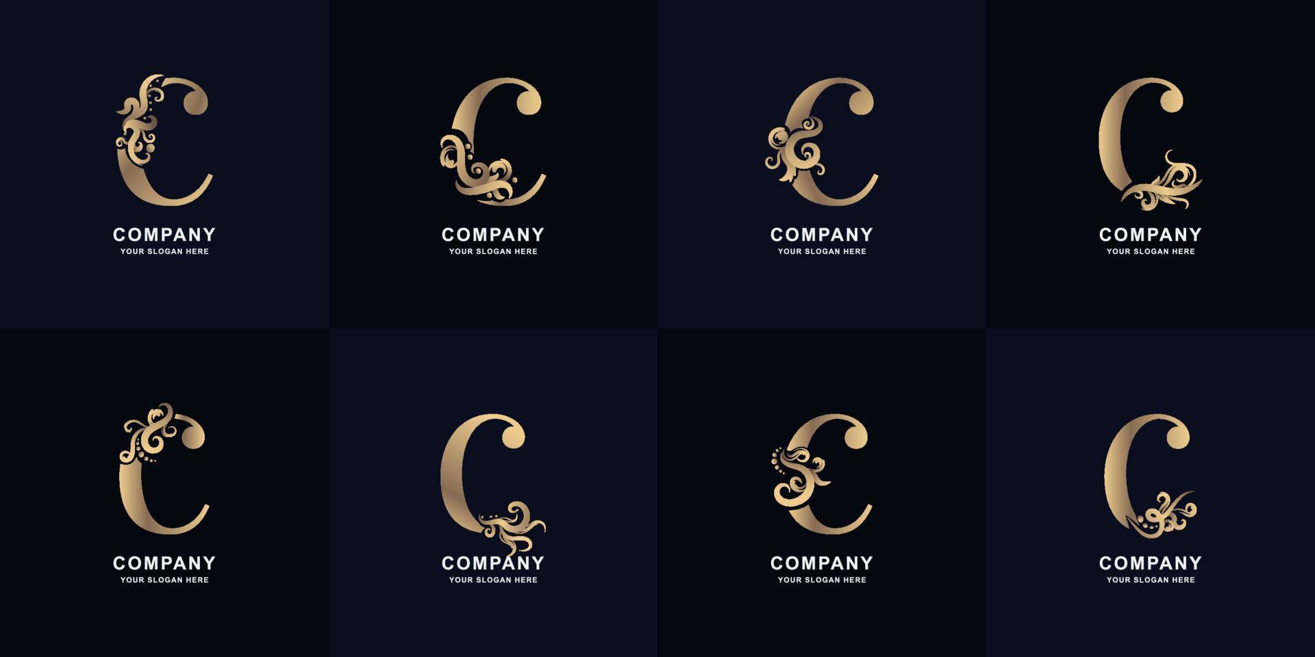 Collection letter C logo with luxury ornament design vector