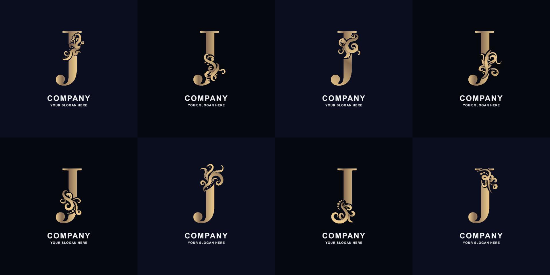 logotipo de la letra j de colección con diseño de adorno de lujo vector