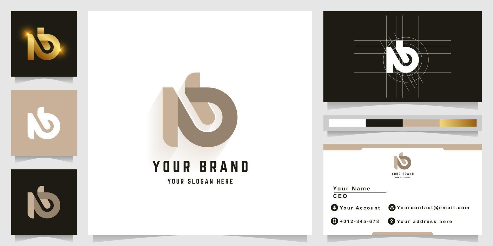 Letter Nb or ND monogram logo with business card design vector