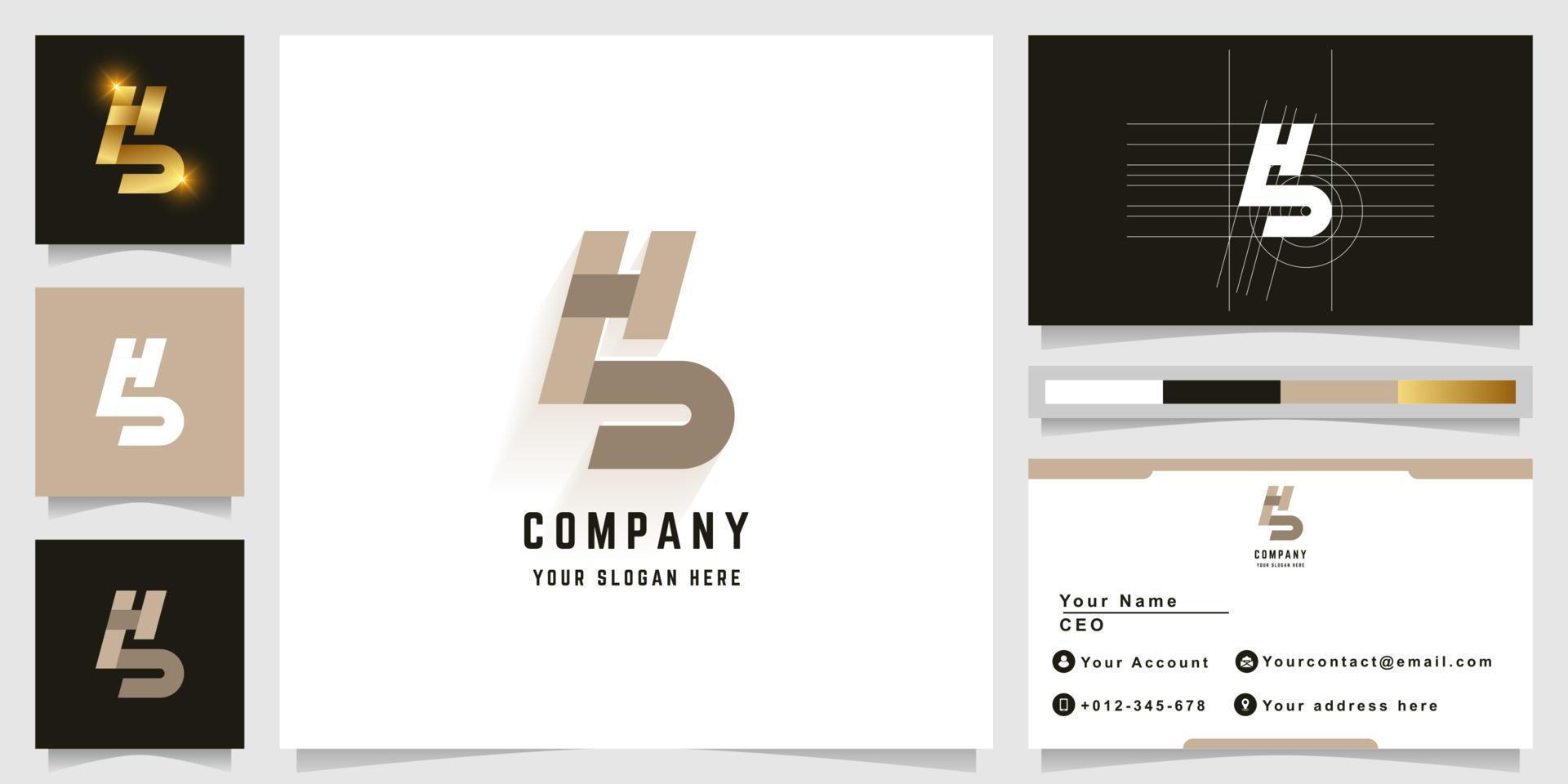 Letter Hs or Hb monogram logo with business card design vector