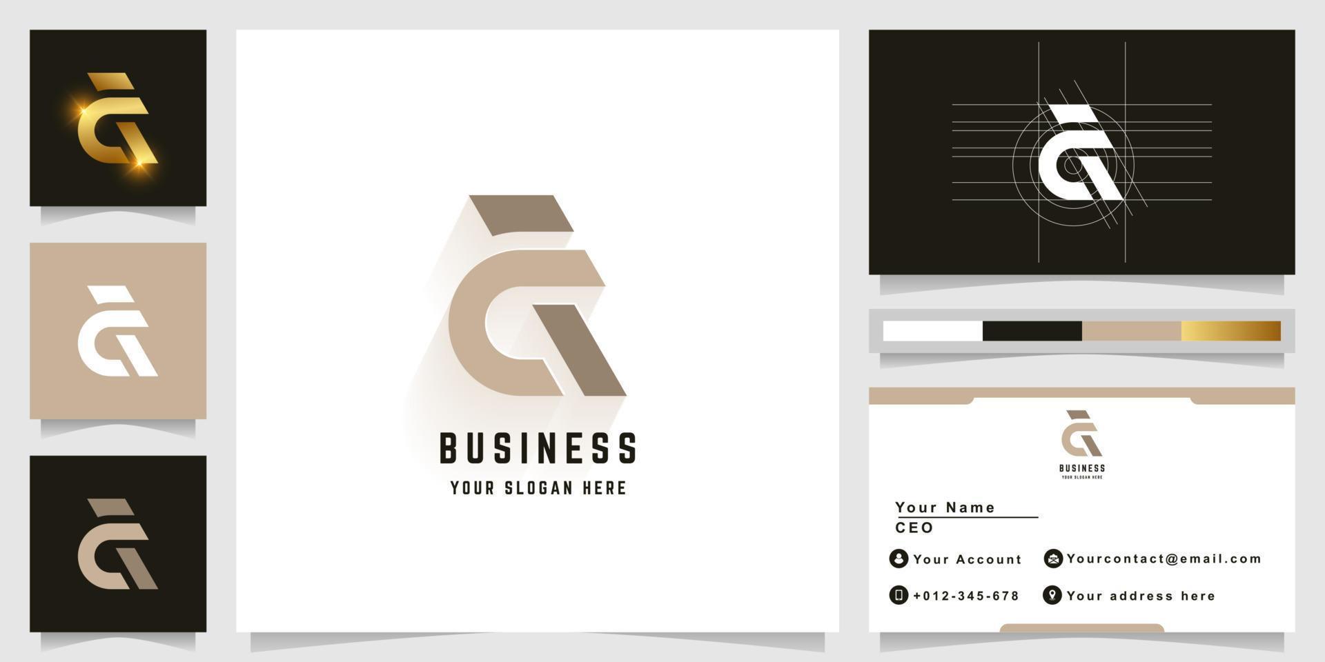 Letter cF or dF monogram logo with business card design vector