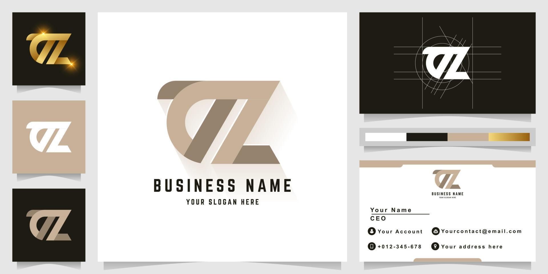 Letter aZ or aL monogram logo with business card design vector