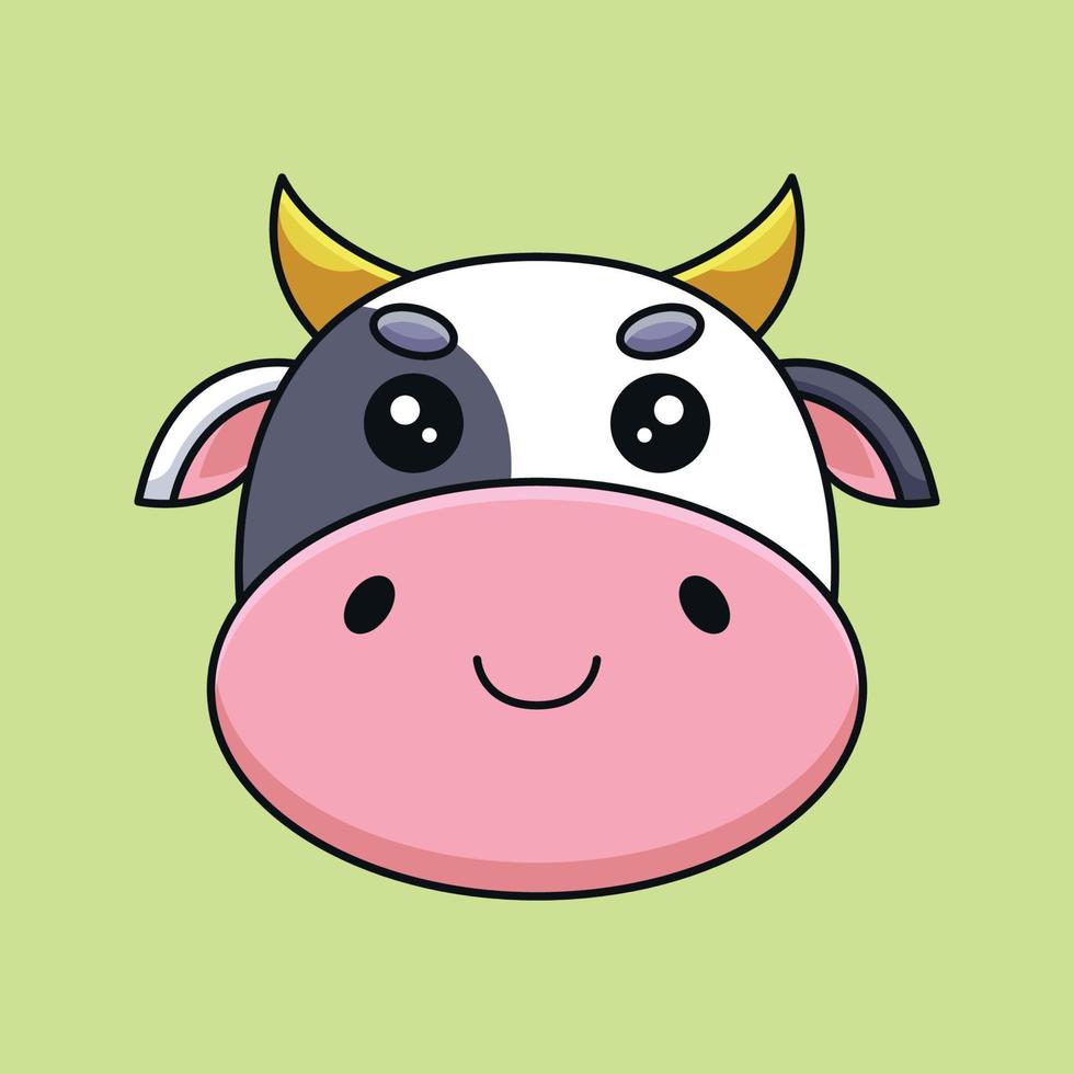 linda vaca cabeza caricatura mascota garabato arte dibujado a mano esquema concepto vector kawaii icono ilustración