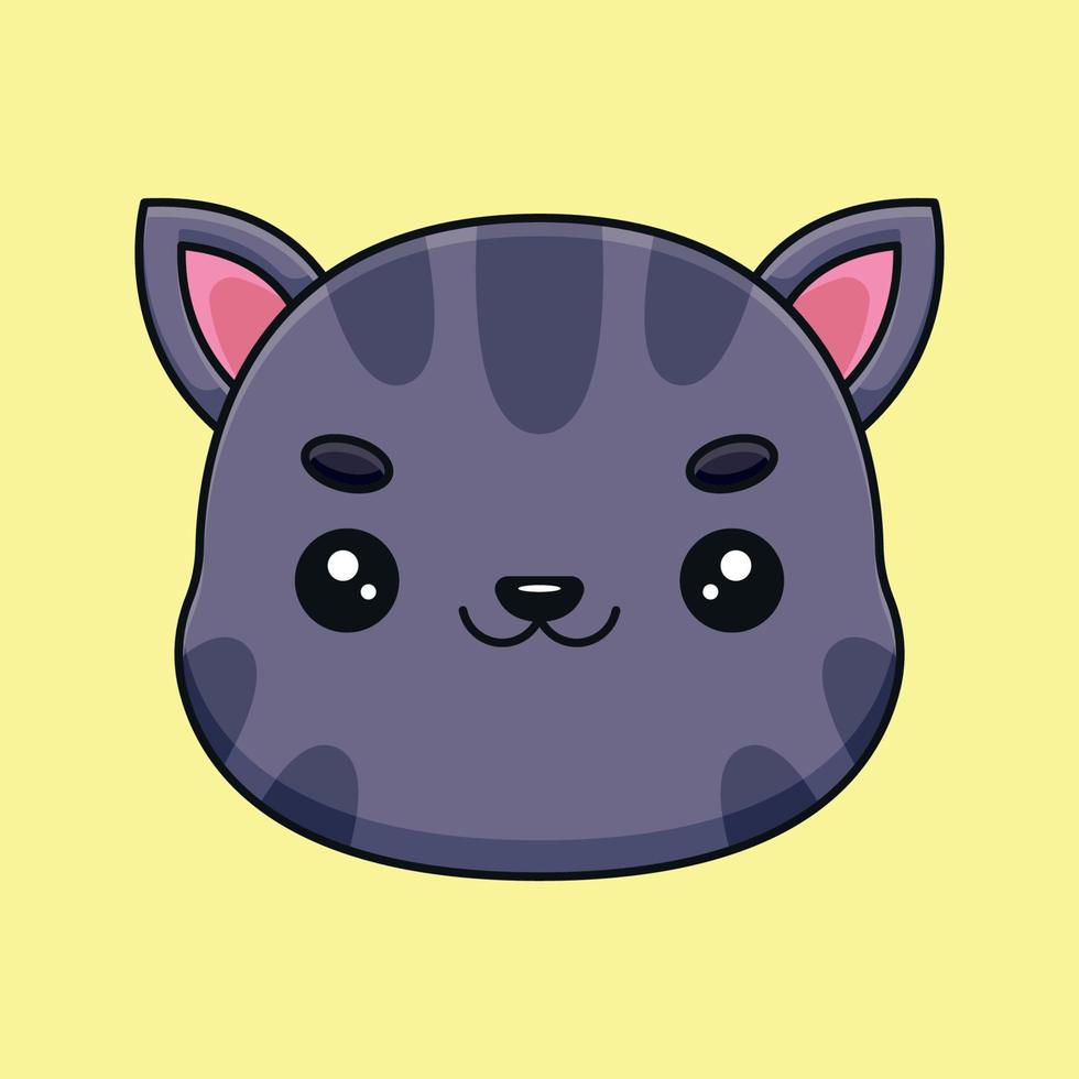 lindo gato cabeza dibujos animados mascota garabato arte dibujado a mano contorno concepto vector kawaii icono ilustración