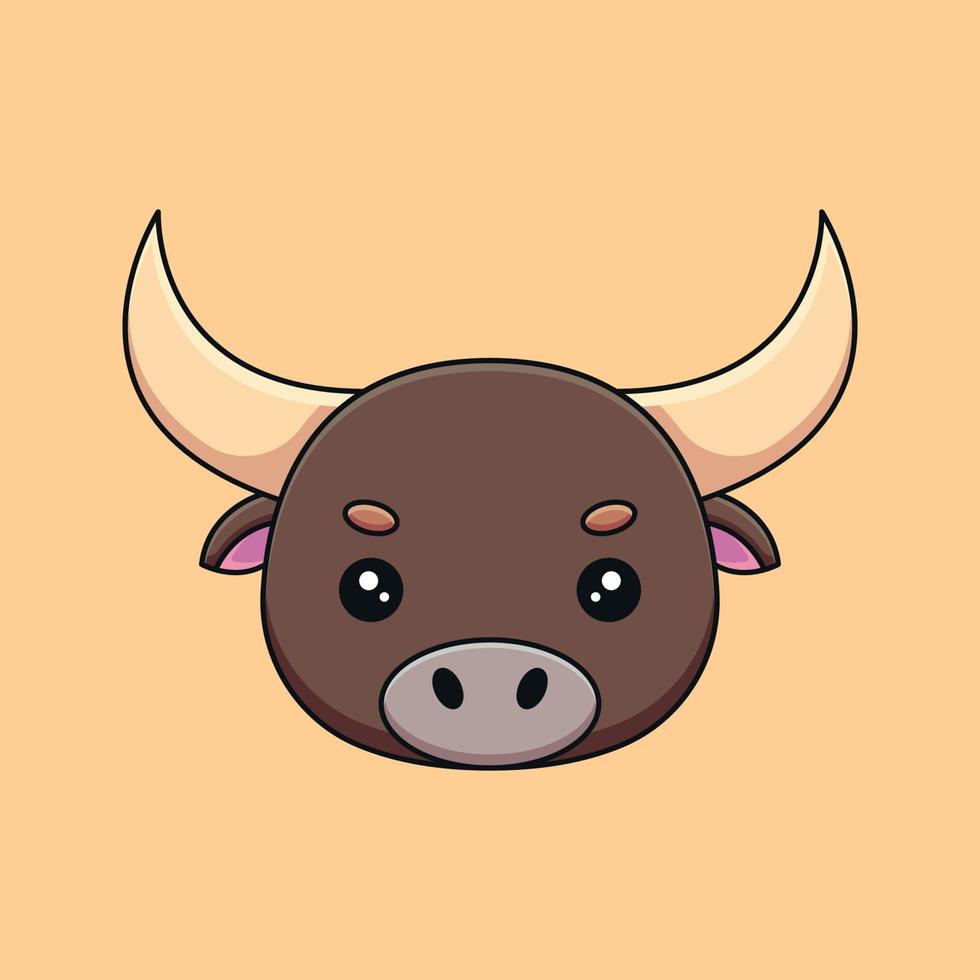 linda cabeza de toro caricatura mascota garabato arte dibujado a mano esquema concepto vector kawaii icono ilustración