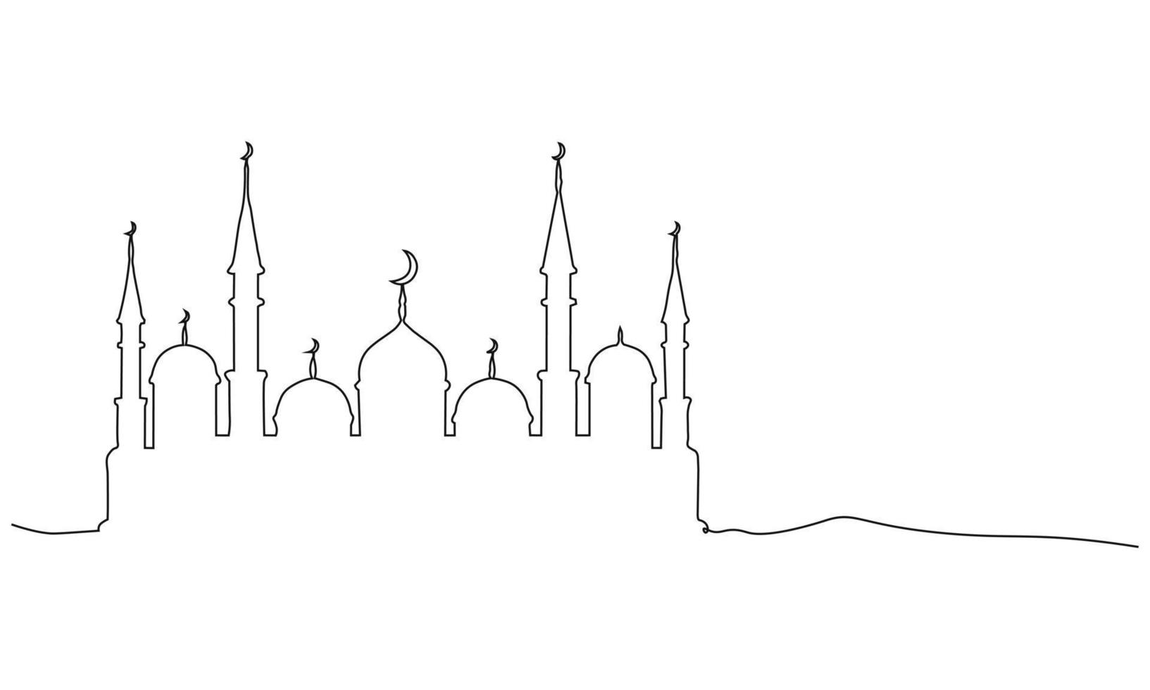 continous line mosque line art, ramadan line art, simple design vector