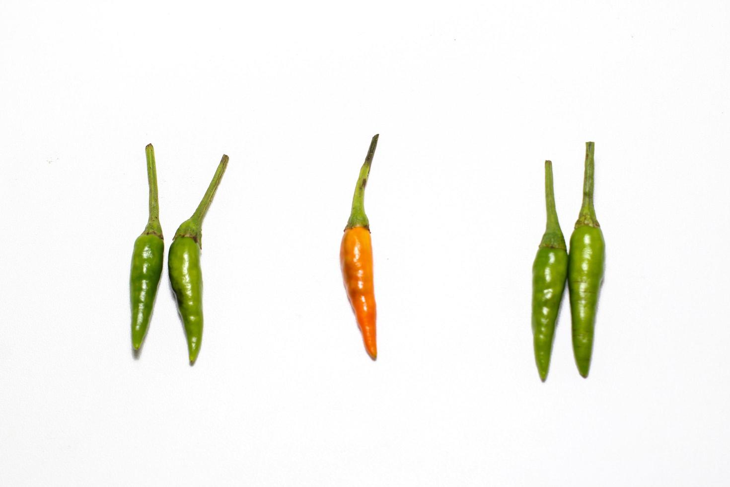 concepto de comida mínima de pimienta de cayena picante roja y verde foto