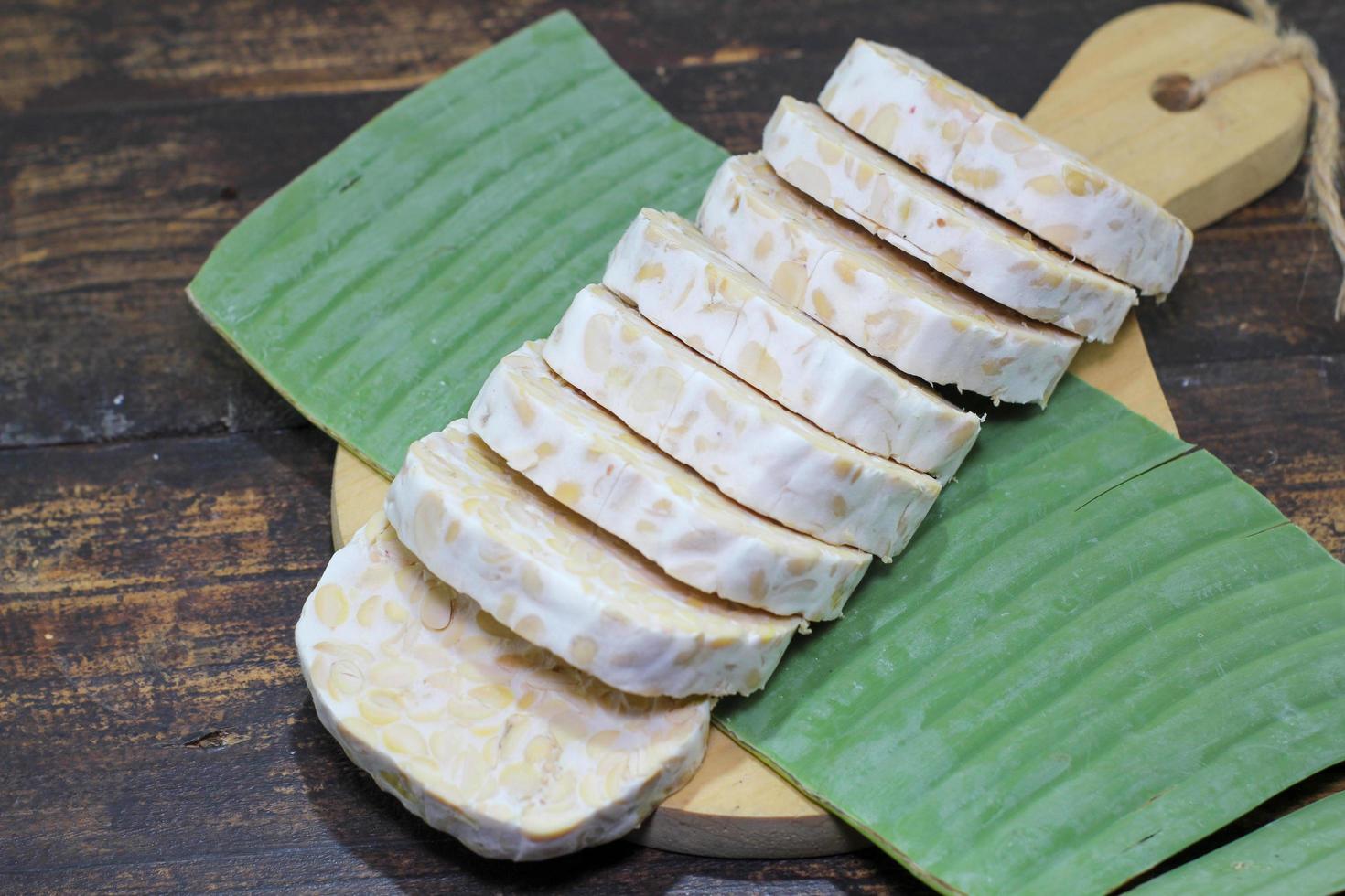 Tempeh or tempe is a traditional food from Indonesia made from soybeans or other ingredients that are processed through fermentation and is already popular in many countries. photo