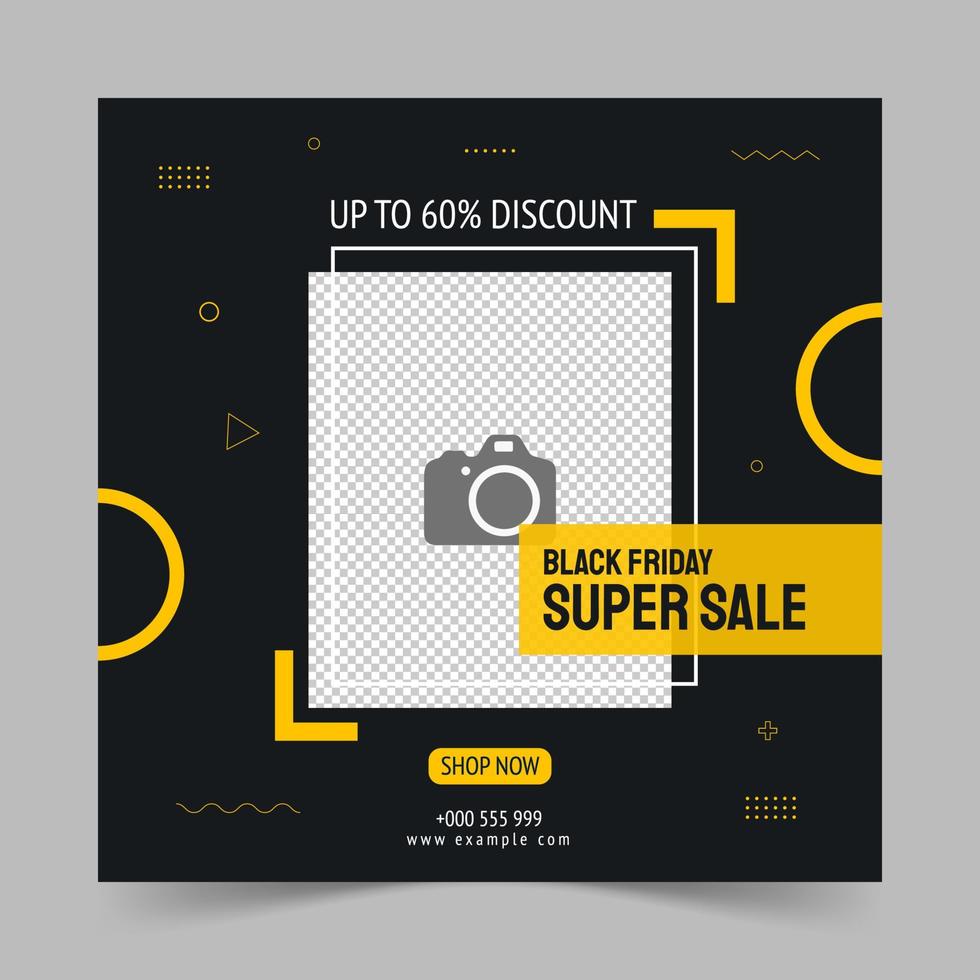 Black friday super sale social media post template vector