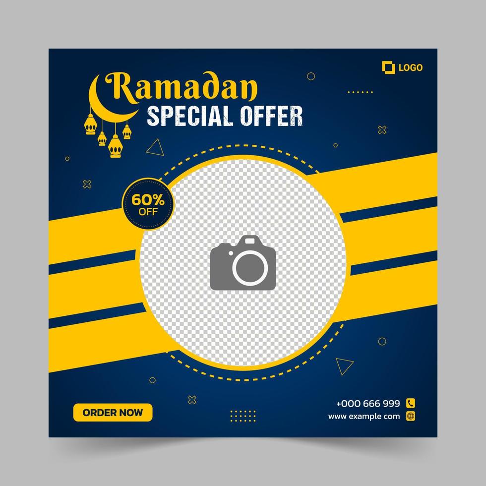 banner de plantilla de publicación de redes sociales de super venta de ramadán vector