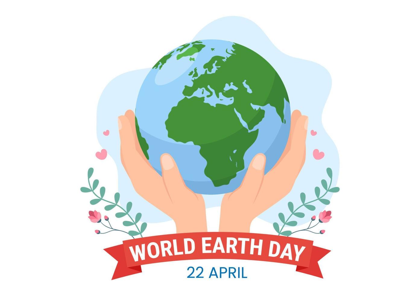 Happy Earth Day on April 22 Illustration with World Map Environment in Flat Cartoon Hand Drawn for Web Banner or Landing Page Templates vector