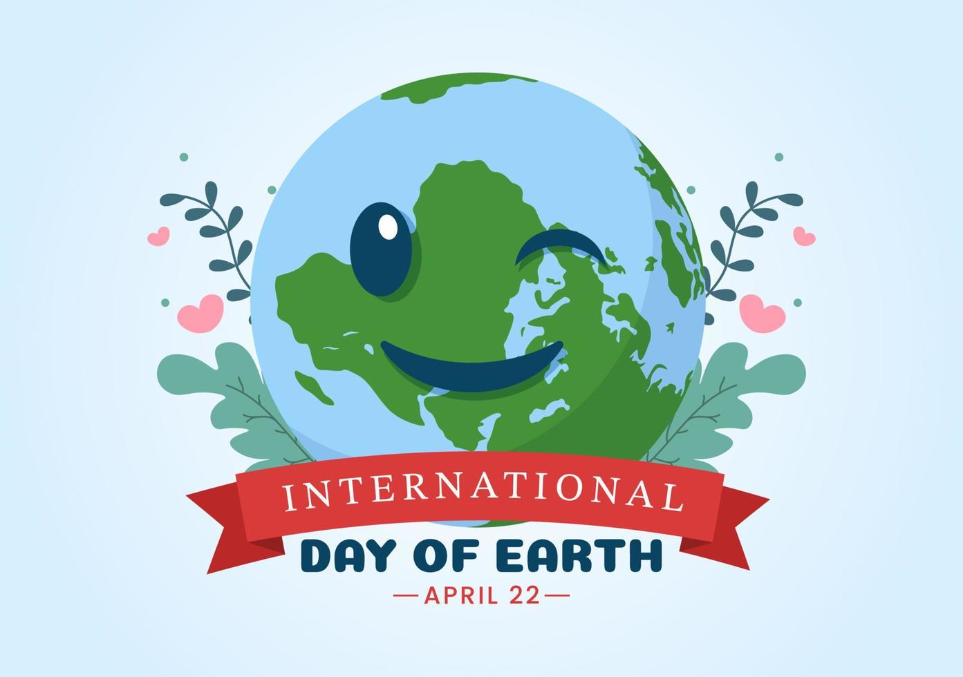Happy Earth Day on April 22 Illustration with World Map Environment in Flat Cartoon Hand Drawn for Web Banner or Landing Page Templates vector