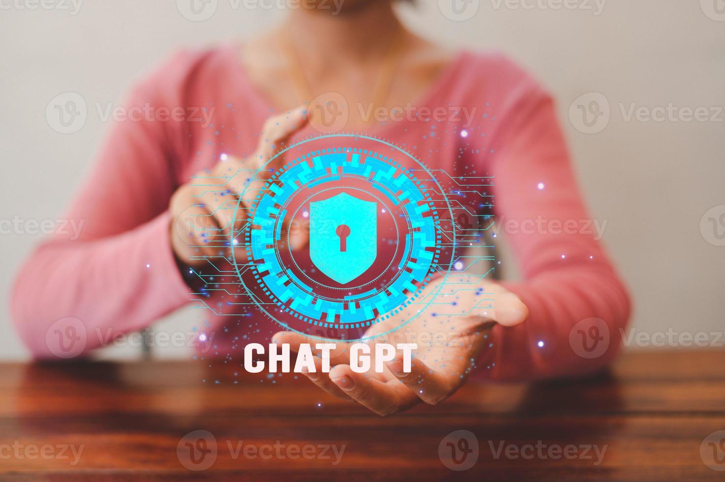 Businessman using chatbot in smartphone intelligence Ai.Chat GPT Chat with AI Artificial Intelligence, developed by OpenAI generate. Futuristic technology, robot in online system. photo