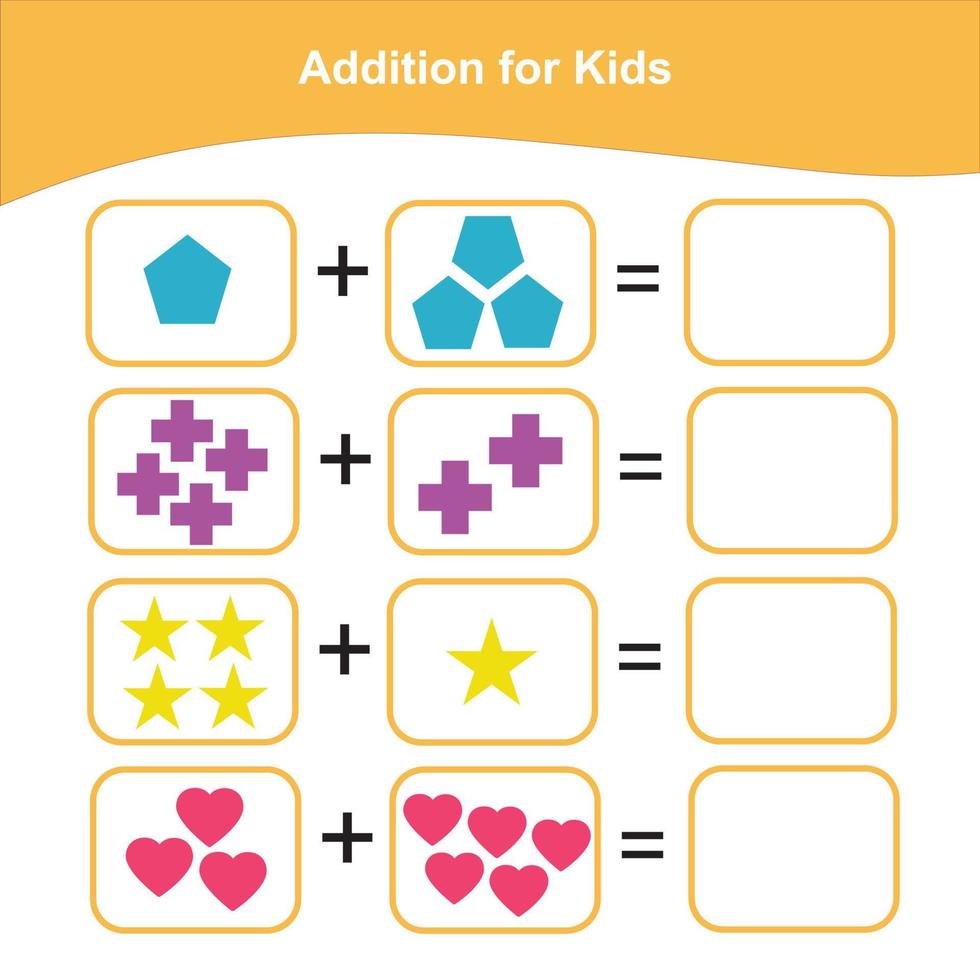 Counting Game for Preschool Children. Count and write the answer. Geometric shapes theme. Educational printable math worksheet. Vector illustration.