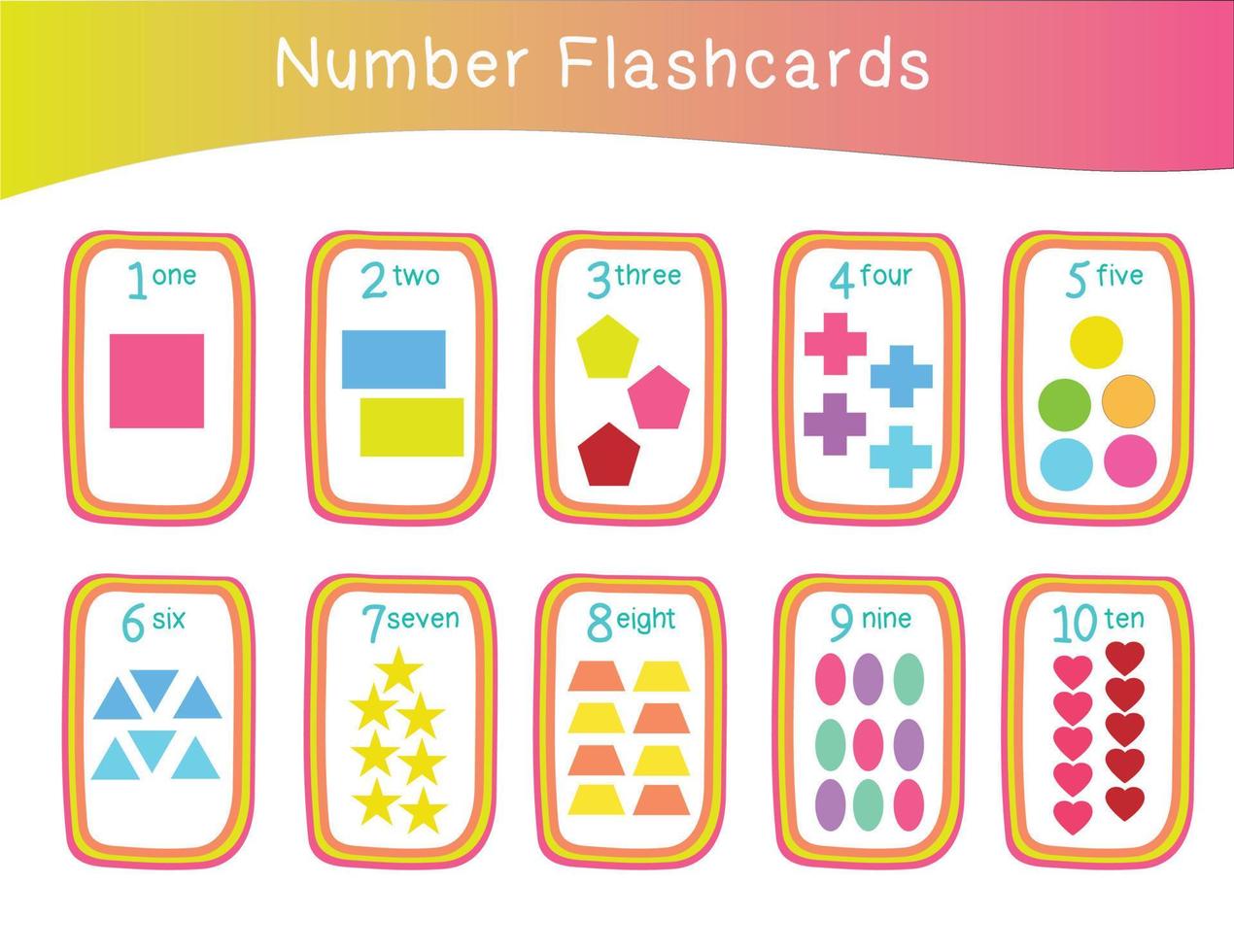 conjunto de vectores de tarjetas de formas. Edición de flashcards de formas. formas para la educación preescolar. tarjetas didácticas de matemáticas imprimibles.