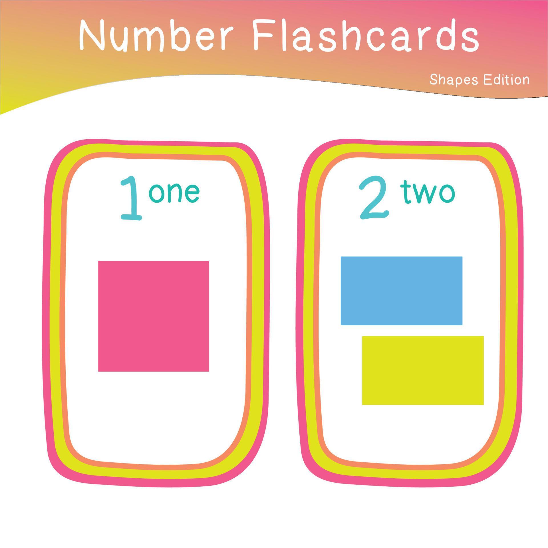 Vector set of shapes flashcards. Shapes Flashcards edition. Shapes for preschool education