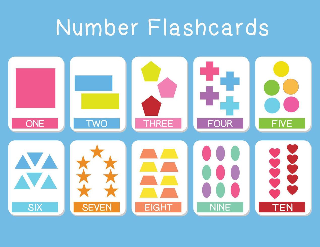 conjunto de vectores de tarjetas de formas. Edición de flashcards de formas. formas para la educación preescolar. tarjetas didácticas de matemáticas imprimibles.