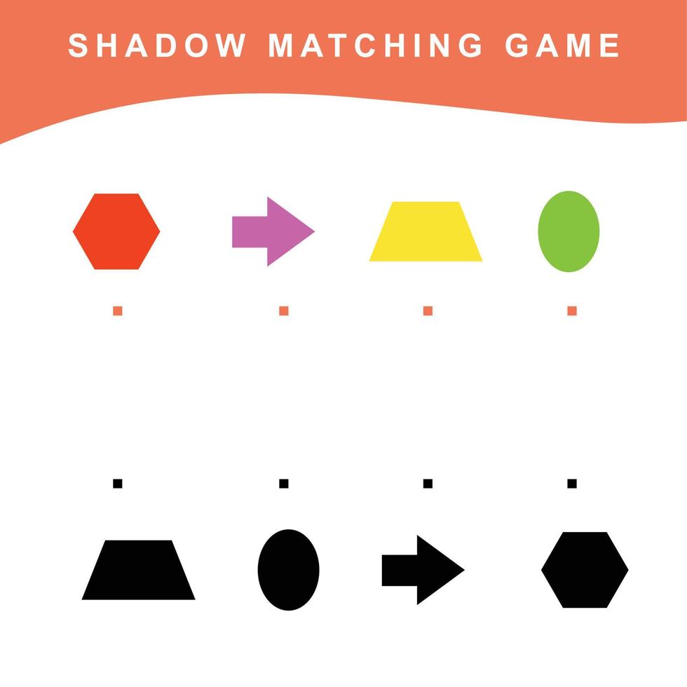 Matching shapes worksheet game for preschool children. Educational printable worksheet. Vector file.
