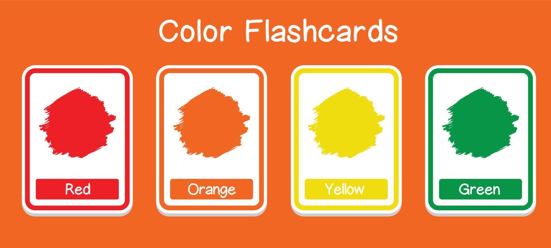 Vector set of color flashcards. Color Flashcards edition. Color education for preschool education. Educational printable flashcards color. Vector illustration.