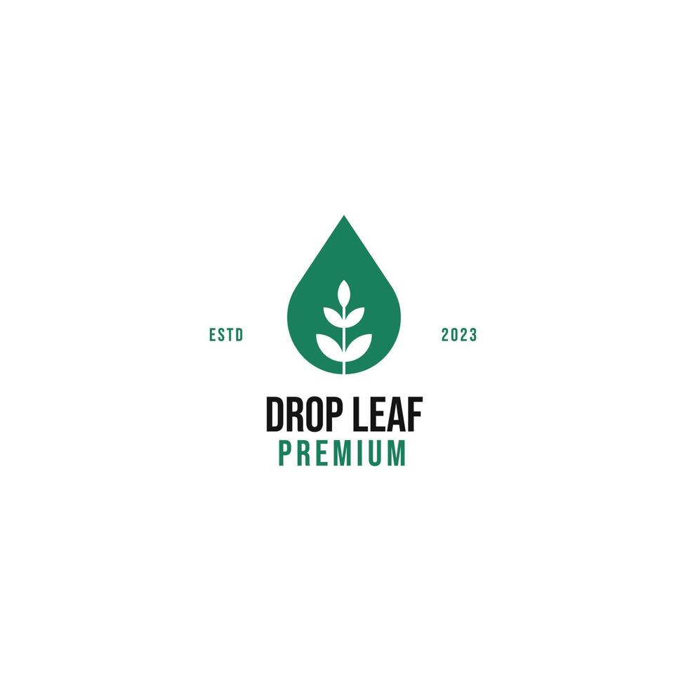 Flat drop leaf sprout logo design vector illustration