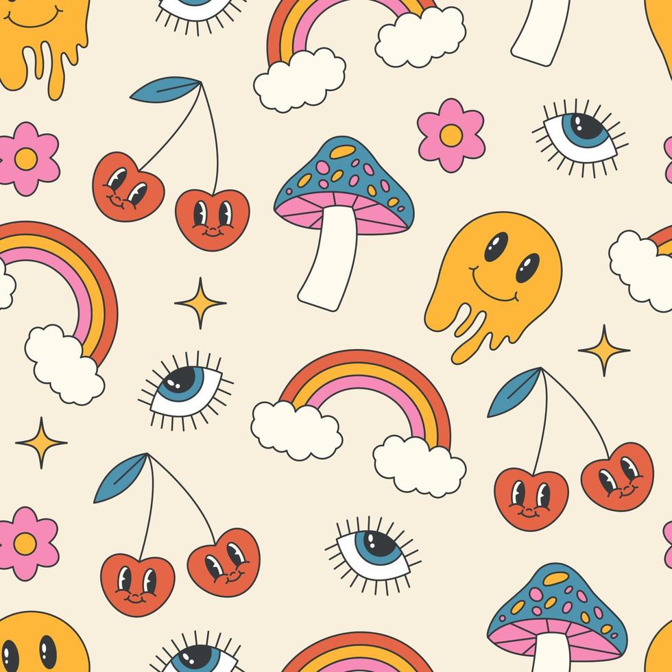 Groovy seamless pattern vector