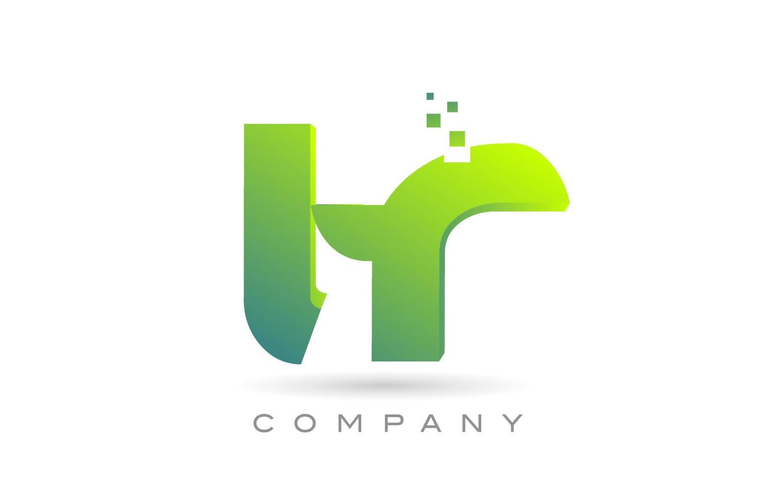 joined TR alphabet letter logo icon combination design with dots and green color. Creative template for company and business vector