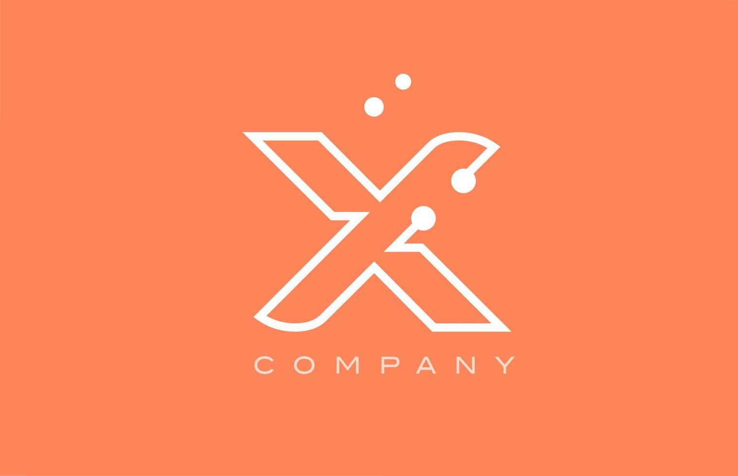 x naranja punto blanco línea alfabeto letra logo icono diseño. plantilla creativa para negocios y empresas. vector