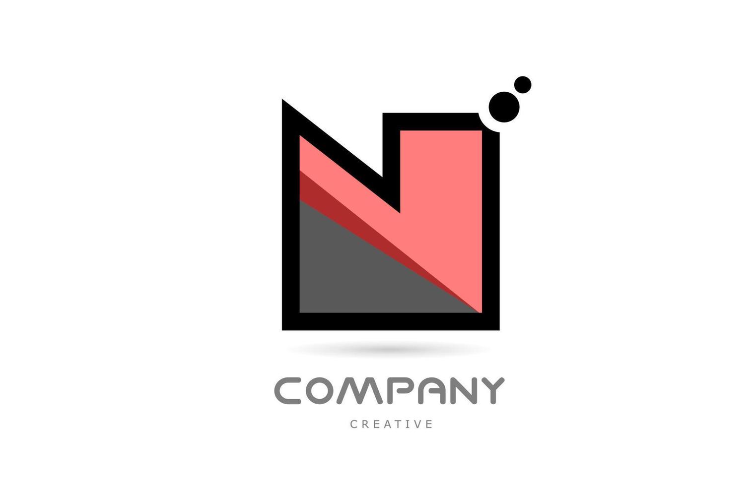 icono de logotipo de letra del alfabeto geométrico rosa negro n con puntos. plantilla creativa para empresa y negocio vector