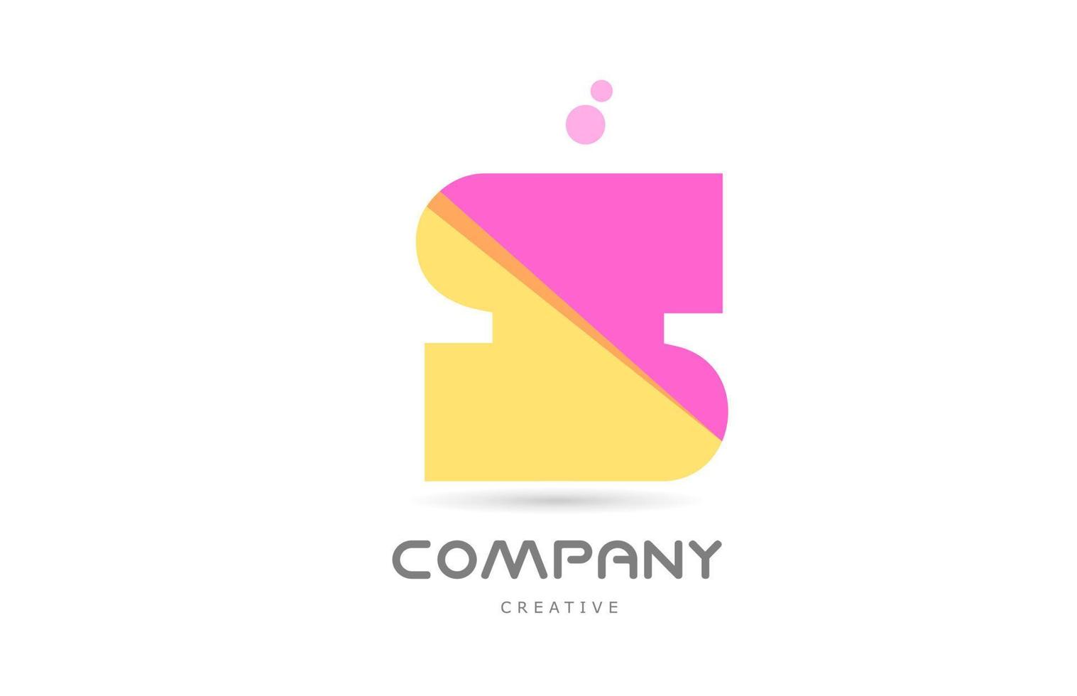 S yellow pink geometric alphabet letter logo icon. Creative template for business and company vector