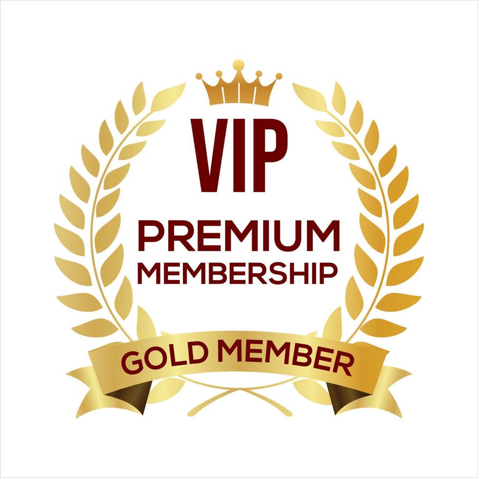 Golden badge VIP golden member retro design vector