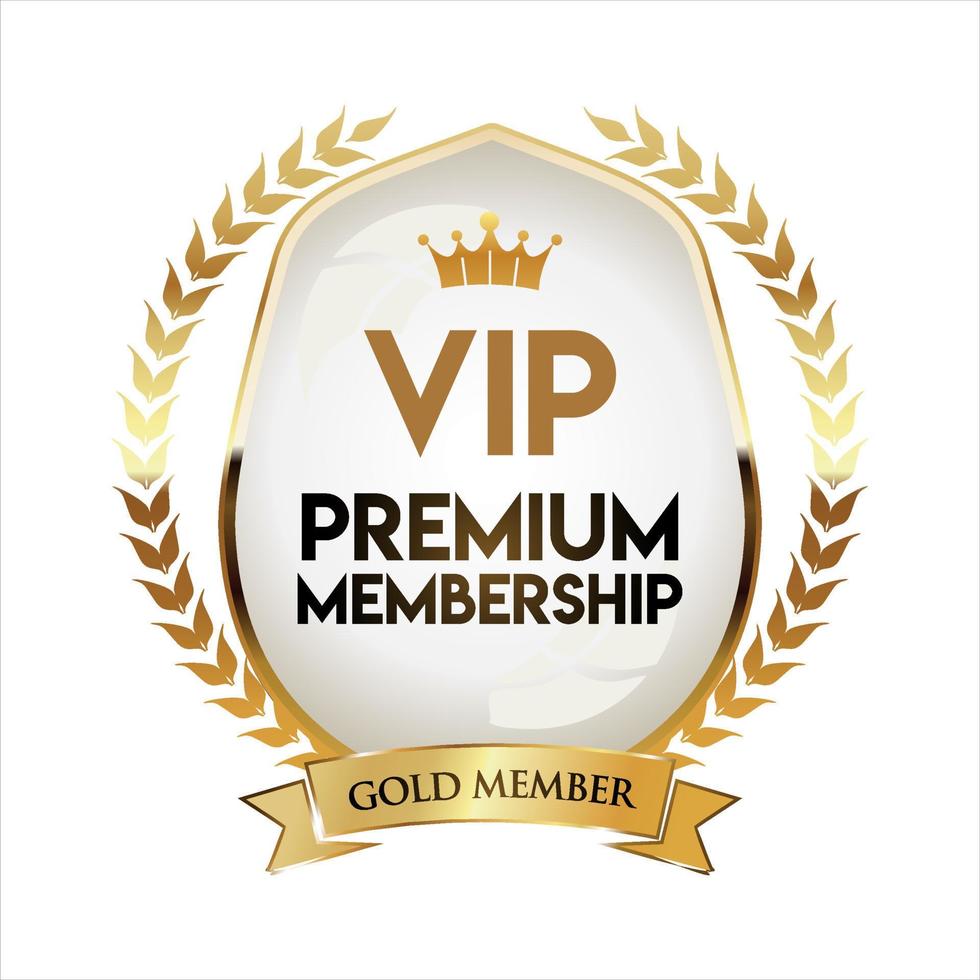 Golden badge VIP golden member retro design vector