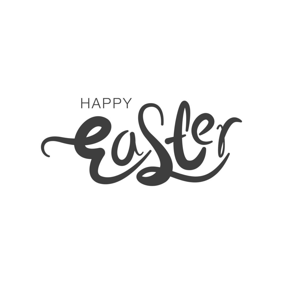 Happy Easter black linear lettering. Hand drawn elegant vector calligraphy. Design for holiday template greeting card and invitation of the Happy Easter Day.